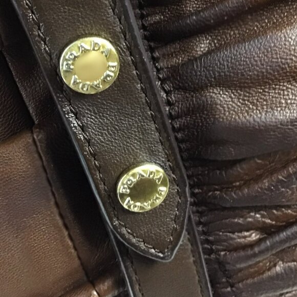 PRADA Nappa Gaufre Brown Leather Satchel Bag - Picture 9 of 16